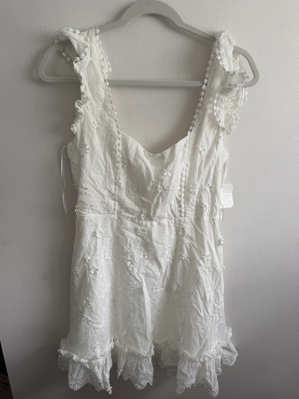 Altar'd State White Embroidered Ruffle Dress